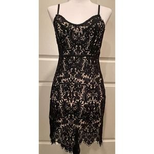 Few Moda Black Crochet Dress Womens Size Small Wedding Prom sleeveless mini